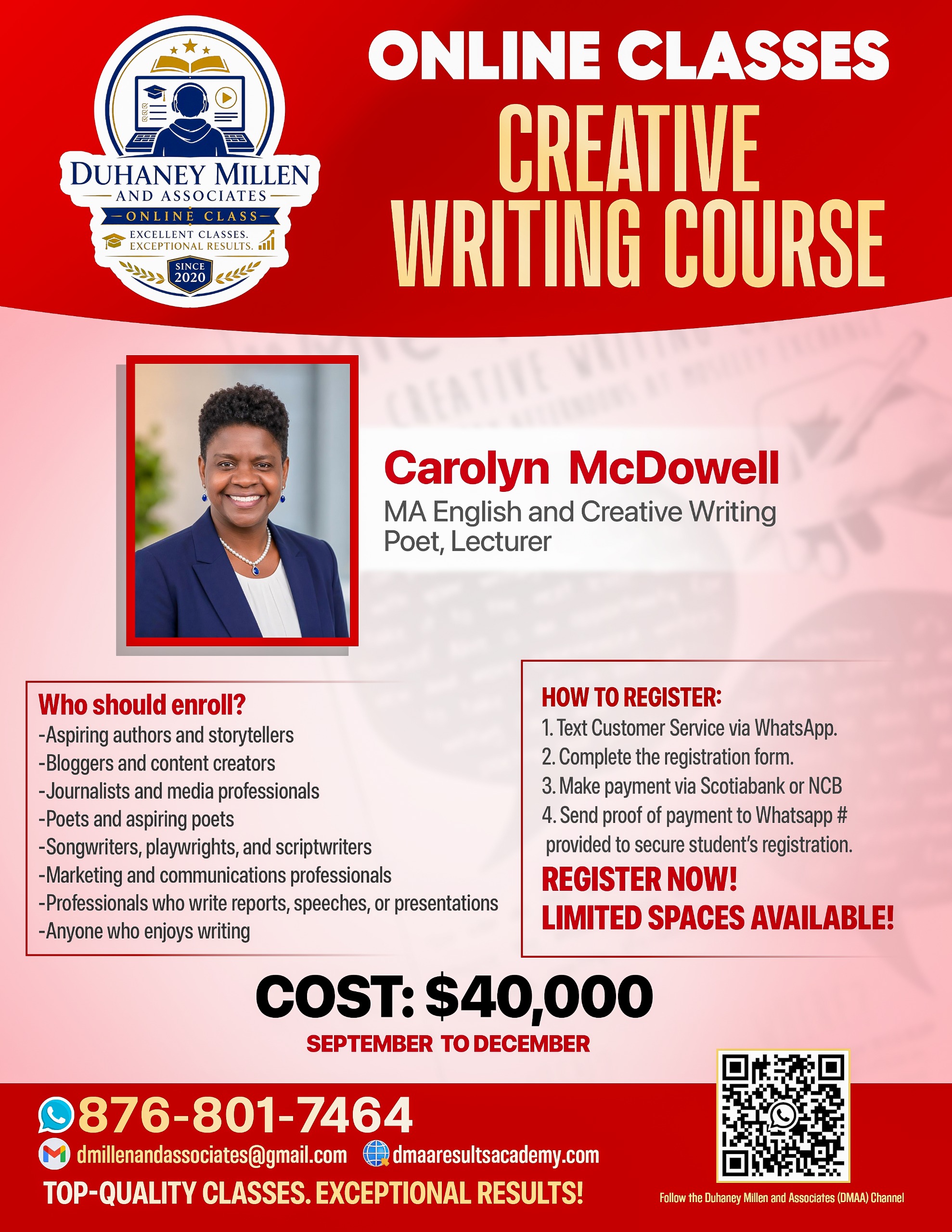 DMA² Creative Writing Course Flyer